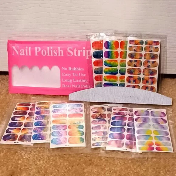 9 Sheets Self-Adhesive Aurora Neon Gradient Nail Strips w/ Nail File - Picture 2 of 6